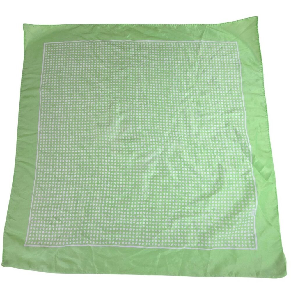 Robinson & Golluber Scarf Women Green White Vintage Polka Dot Mod Retro Preppy